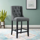 Modway - Baronet Bouton à touffe Tissu rembourré Tabouret de comptoir - Gris-Tissu polyester doux pour tissu