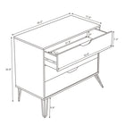 Manhattan Comfort - Avira 35" commode 3 tiroirs style mid-century modern - blanc-Façades de tiroirs minimalistes avec poignées découpées intégrées pour un design homogène