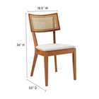 Modway - Caledonia Tissu tapis Chaise à manger Ensemble de 2 - Noyer beige-Dossier en rotin à tissage ouvert