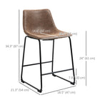 HOMCOM - Tabourets de bar hauteur comptoir avec dossier - brun - paquet de 2-Nettoyage facile avec un simple coup de chiffon humide 
