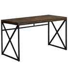 Monarch Specialties - Bureau d'ordinateur  I 7450, 48 po de longueur, style bois vieilli brun et métal noir-Dessus à l'allure de bois vieilli brun chic