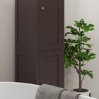 Kleankin - Armoire de salle de bain haute avec étagères réglables - brun foncé-Couleur : Marron foncé 