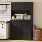 HOMCOM - Armoire 68 po avec station de recharge - noir-Un grand plan de travail offre de l'espace pour la préparation des repas et les petits appareils électroménagers 