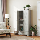 HOMCOM - Armoire de garde-manger style ferme - gris clair vieilli-Le tiroir offre un espace de rangement caché pour les petits objets 