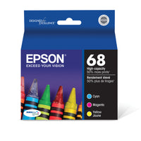 Epson - T068 Cartouche d'encre - Capacité standard - Emballage mixte – Couleurs-Donne jusqu'à 500 pages chacune (cyan, Magenta et jaune)  