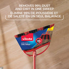 Vileda - Balai Super Angle One Sweep avec porte-poussière - Rouge-La bande en caoutchouc adhère au plancher avec pression du pied pour ramasser la ligne de poussière