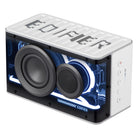 Edifier - Haut-parleur portable QD25 BT certifié audio Hi-Res, son dynamique, puissance RMS de 25 W, avec éclairage splendide et jumelage TWS – Blanc-Performance sonore dynamique. Le QD25 offre un son vibrant grâce à un haut-parleur médium-grave de 2,5 po avec aimants en néodyme, un tweeter à dôme en soie de 0,75 po également doté d’aimants en néodyme, ainsi qu’un radiateur passif ovale. Alimenté par un amplificateur en classe D à haute efficacité, il délivre 25 W RMS de son dynamique avec des basses percut