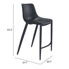 Zuo - Magnus Tabouret de bar - Noir - Ensemble de 2-6