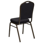 Flash Furniture – Chaise banquet empilable à dossier couronne, siège 2,5 po, doré avec tissu noir (FDC01GVS0806)-Conception à dossier couronne