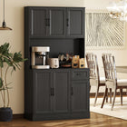 HOMCOM - Armoire de garde-manger 71 po avec station de charge - noir-Le grand plan de travail sert également de zone de préparation ou d’exposition pour les appareils 