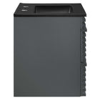 Modway - Render Support mural de 24" Vanette de salle de bain - Gris Noir-Tiroirs à extension complète