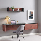 Modway - Kinetic Support mural de 49" Bureau avec armoire et tablette - Black Cherry-Assemblée requise