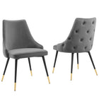 Modway - Adorn Performance Velvet Fauteuil d’appoint de salle à manger Ensemble de 2 - Gris-Chaise à manger vintage moderne d’accent