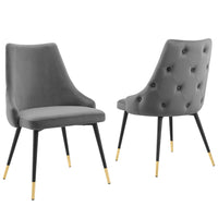 Modway - Adorn Performance Velvet Fauteuil d’appoint de salle à manger Ensemble de 2 - Gris-Chaise à manger vintage moderne d’accent