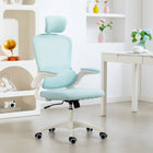 HOMCOM - Chaise de bureau ergonomique avec support lombaire - vert clair-Les accoudoirs rabattables permettent de gagner de l’espace, idéal pour les petites pièces et les appartements 