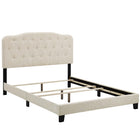Modway - Amelia Tissu rembourré Lit Queen, Beige-Cadre de lit moderne avec tête de lit