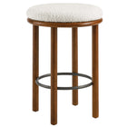 Modway - Fable Tissu Boucle Tabourets de comptoir - Ivoire de noyer - Ensemble de 2-Brancard métallique