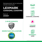 CIG - Cartouche de toner Lexmark C540H2MG/C540H1MG remise à neuf - Rendement élevé - Magenta-Remise à neuf