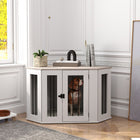 PawHut - Meuble caisse pour chien - design d’angle 41 po avec coussin pour chiens taille M-Grand plateau pour divers objets 