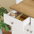 HOMCOM - Buffet de cuisine avec tiroirs et rangement - blanc-Couleurs : Blanc, dessus avec placage grain de bois 
