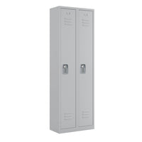 Ceha - Série RH, batterie de 2, casier 1 niveau avec aérations à persiennes, poignée encastrée - gris clair-Construction en acier de qualité commerciale avec revêtement poudre