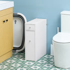 HOMCOM - Armoire de rangement étroite pour papier toilette de salle de bain avec tiroirs - blanc-Fabriqué en panneau MDF solide avec une surface peinte pour un nettoyage facile 