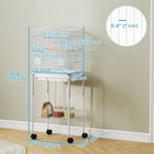 PawHut - Cage à oiseaux 49 po H avec accessoires, roulettes, support amovible, rangement - blanc-Comprend deux perchoirs en bois, une balançoire et deux coupelles en plastique pour la nourriture et l'eau 