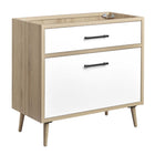 Modway - Maverick 36" Lavabo de l’armoire à vanité de la salle de bain non inclus - Oak White-Meuble de toilette moderne de 36"