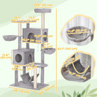 PawHut - Arbre à chat 66 po avec 2 condos à porte, grands hamacs - gris clair-Les poteaux épais recouverts de sisal satisfont les instincts de griffade et protègent vos précieux meubles 