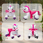 Qaba - Licorne électrique 12v pour enfants - cheval électrique à monter avec jouet carotte - blanc-Donnez-lui la carotte incluse pour entendre des sons de mastication réalistes et amusants 