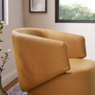 Modway - Celestia Cuir végane Tissu et bois Chaise pivotante - Tan-Base pivotante à 360º