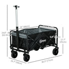 Outsunny - Chariot extérieur pliable-Quatre roues, dont deux pivotantes à 360°, pour déplacer le chariot sur le sable et les surfaces dures