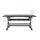 Rocelco – Support de bureau haut de gamme DADR-46 à hauteur réglable, 46 po, avec portée verticale allongée, noir -Supporte jusqu'à 60 lb