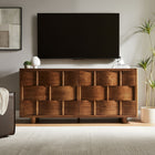 Modway - Foundry Design tissé Armoire de rangement buffet - 71 po - Noyer-Loquets magnétiques pour portes