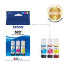 Epson - T522 Bouteille d’encre - Capacité standard - Emballage mixte – Couleurs-Bouteilles de rechange à faible coût permettant d’économiser jusqu’à 80 % sur l’encre comparativement aux cartouches