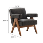 Modway - Lyra Tissu Fauteuil - Tissu gris foncé - Ensemble de 2-Coussins non amovibles