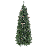 HOMCOM - Sapin de Noël artificiel de 6 pi avec neige - ouverture automatique-6 pi de haut, luxuriant avec des pommes de pin qui donnent un aspect sain et naturel 