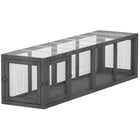 PawHut - Tunnel pour chat d’extérieur, enclos extensible pour animaux avec 3 portes - gris-Tunnel pour chat en bois massif de sapin avec toit en plastique et treillis métallique pour une durabilité accrue 