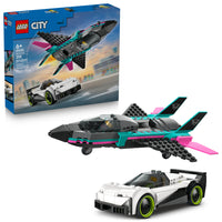 LEGO - City Great Vehicles L’avion à réaction contre la voiture-Ensemble LEGO City L’avion à réaction contre la voiture pour les 6 ans et plus, comprenant une supervoiture et un avion à réaction