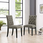 Modway - Duchess Tissu Chaise à manger Ensemble de 2 - Granite-Dossier boutonné luxueusement touffé