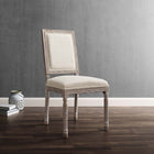 Modway - Court Tissu rembourré Fauteuil d’appoint de salle à manger Ensemble de 2 - Beige-Conception de la chaise Louis XVI
