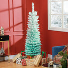 HOMCOM - Sapin de Noël artificiel fin - sapin de Noël crayon - bleu dégradé-La base est détachable pour un rangement facile 