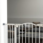 PawHut - Barrière pour chien avec porte, double verrouillage, 29 po-37 po l x 31 po H, pour portes, couloirs, escaliers - blanc-Largeur réglable entre 29,1 po-31,5 po (74-80 cm), 34,3 po-37 po (87-94 cm), s’adapte à différentes portes et cadres 