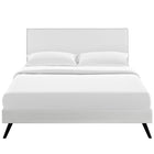 Modway - Phoebe Vinyle Lit à plateforme complet avec pattes rondes écartées, Blanc-Rembourrage en mousse dense