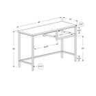 Monarch Specialties - 7368 Bureau 48 po L - Blanc/Metal Argent-Style industriel moderne au format compact qui s'adapte à tous les espaces de travail