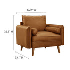 Modway - Revive Rembourré Cuir végane Fauteuil d’accent - Tan-Rembourrage en mousse dense