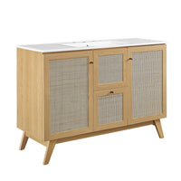 Modway - Soma 48" Vanité de salle de bain à un seul lavabo - Oak White-MDF et panneau de particules