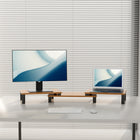 ShoppingAll - Support et rehausseur pour double moniteur - Noyer - Paquet de 5-Dimensions: 17,9 po lo x 10 po larg x 2,9 po H