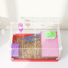 PawHut - Cage pour Hamster 18,5'' L avec Roue d'Exercice, Bouteille d'Eau et Bols - Rouge-Le design à 2 niveaux offre beaucoup d’espace pour les activités