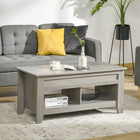 HOMCOM - Table basse relevable avec rangement caché et étagères ouvertes - gris clair-Le design rectangulaire s’adapte à tous les styles de décoration dans votre maison ou lieu de travail